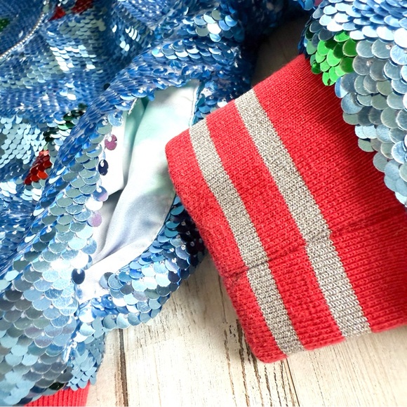 Rockets of Awesome Sequin Cherry Bomber Jacket Girls Size 5 Blue Red Sparkly - Picture 10 of 16